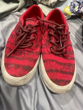 Supra Red & Black Tiger Stripe Canvas Low Top Sneakers men’s 8.5